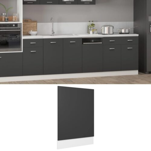 Dishwasher Panel Grey 45x3x67cm Engineered Wood - Image 7