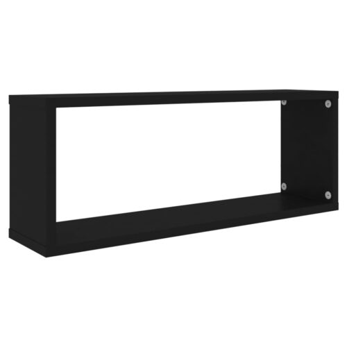 Wall Cube Shelves 2pcs Black 60x15x23cm Engineered Wood - Image 4