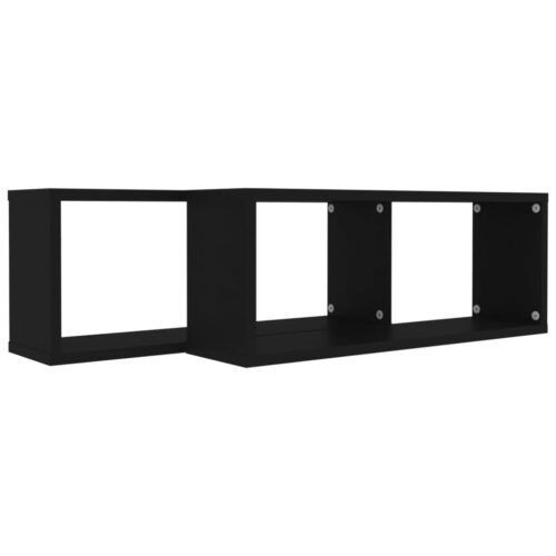 Wall Cube Shelves 2pcs Black 60x15x23cm Engineered Wood - Image 7