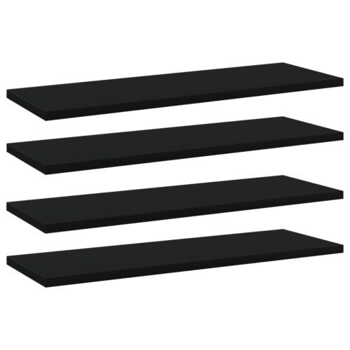 Bookshelf Boards 4pcs Black 60x20x1.5cm Engineered Wood