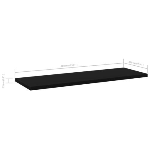 Bookshelf Boards 4pcs Black 60x20x1.5cm Engineered Wood - Image 5