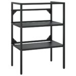 Bathroom Washbasin Frame Black 59x38x83cm Iron