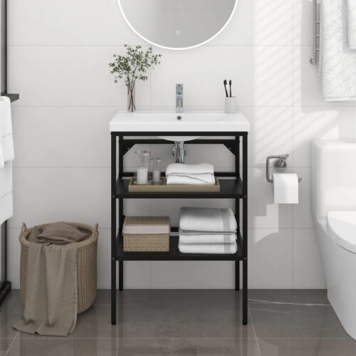 Bathroom Washbasin Frame Black 59x38x83cm Iron - Image 9