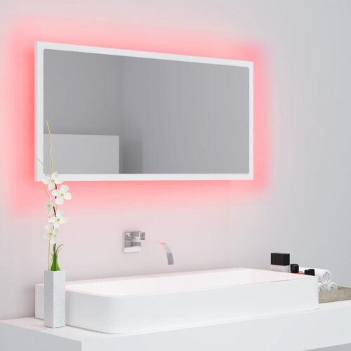 LED Bathroom Mirror White 90x8.5x37cm Acrylic - Image 9