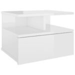 Floating Nightstand High Gloss White 40x31x27cm Engineered Wood