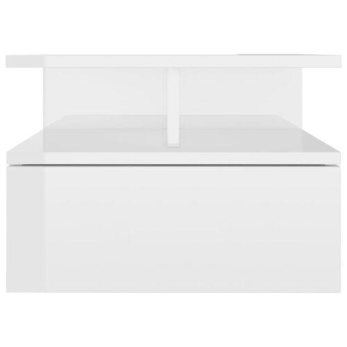 Floating Nightstand High Gloss White 40x31x27cm Engineered Wood - Image 4