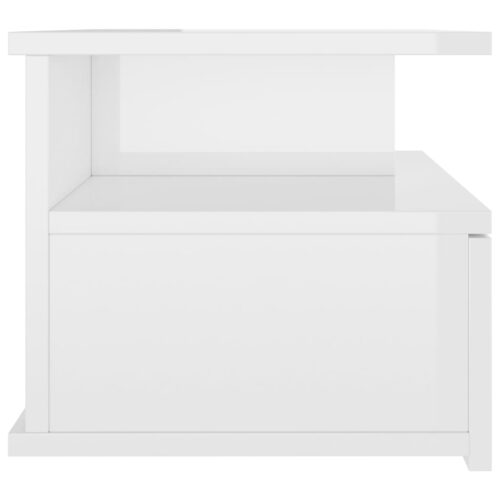 Floating Nightstand High Gloss White 40x31x27cm Engineered Wood - Image 5