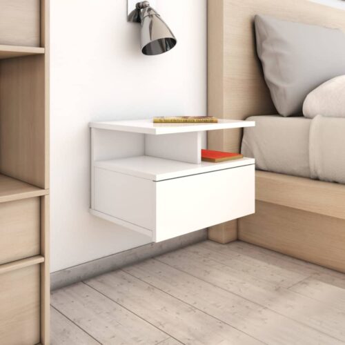 Floating Nightstand High Gloss White 40x31x27cm Engineered Wood - Image 8