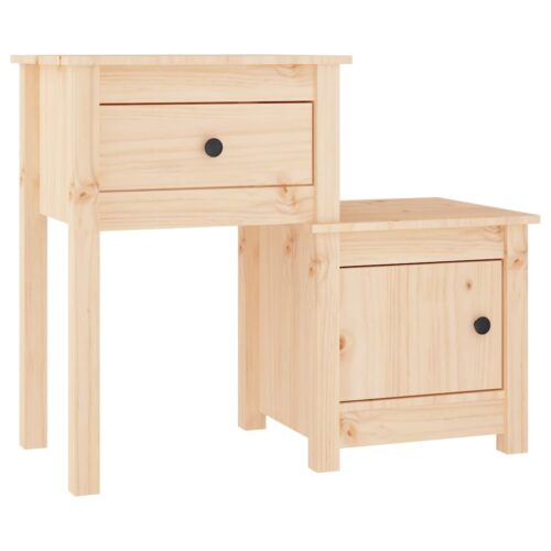 Bedside Cabinet 79.5x38x65.5cm Solid Wood Pine - Image 2