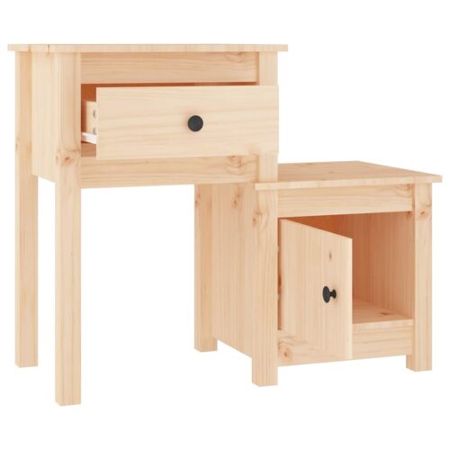 Bedside Cabinet 79.5x38x65.5cm Solid Wood Pine - Image 3