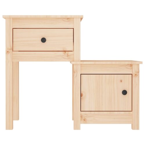 Bedside Cabinet 79.5x38x65.5cm Solid Wood Pine - Image 4