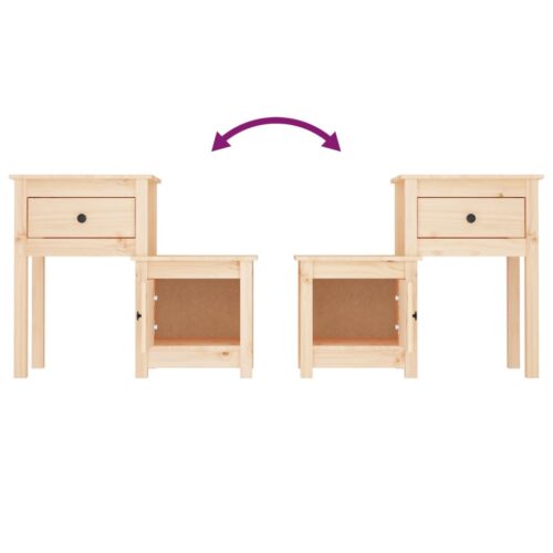 Bedside Cabinet 79.5x38x65.5cm Solid Wood Pine - Image 5