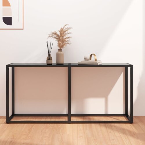 Console Table Black 160x35x75.5cm Tempered Glass - Image 8