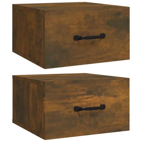 Wall-mounted Bedside Cabinets 2pcs Smoked Oak 35x35x20cm - Image 2