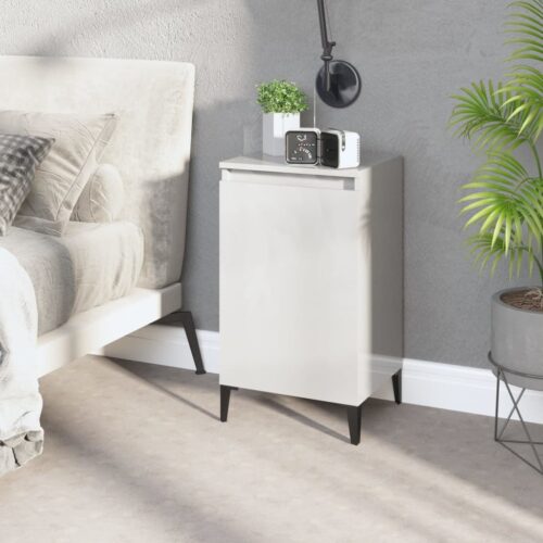 Bedside Cabinet High Gloss White 40x35x70cm Engineered Wood
