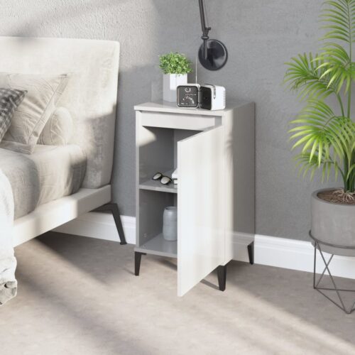 Bedside Cabinet High Gloss White 40x35x70cm Engineered Wood - Image 3