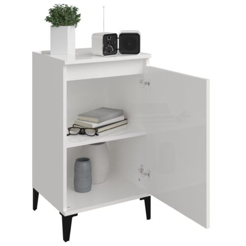 Bedside Cabinet High Gloss White 40x35x70cm Engineered Wood - Image 4
