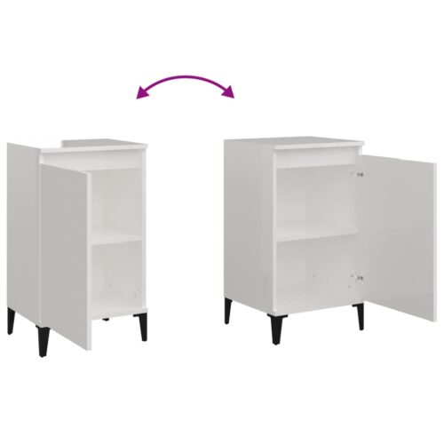 Bedside Cabinet High Gloss White 40x35x70cm Engineered Wood - Image 8