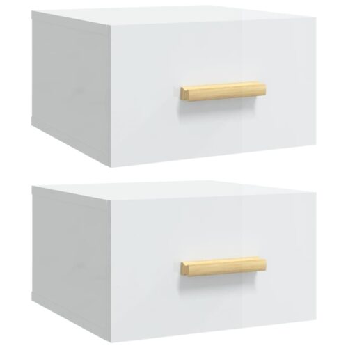 Wall-mounted Bedside Cabinets 2pcs High Gloss White 35x35x20cm - Image 2
