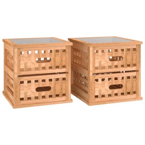 Bedside Cabinets 2pcs 34x34x34cm Solid Wood Walnut - Image 2
