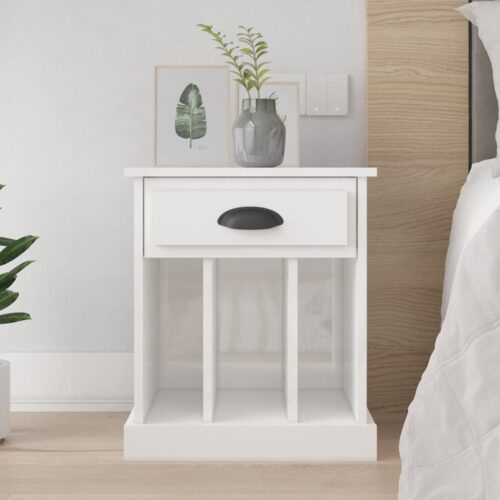 Bedside Cabinet High Gloss White 43x36x50cm