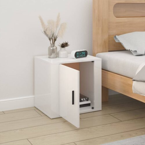 Bedside Cabinet High Gloss White 50x39x47cm - Image 3