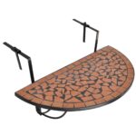 Mosaic Terracotta Hanging Balcony Table Garden Patio Coffee Tea Side Hook Stand