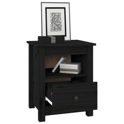 Bedside Cabinets 2pcs Black 40x35x49cm Solid Wood Pine - Image 3