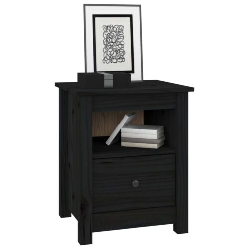 Bedside Cabinets 2pcs Black 40x35x49cm Solid Wood Pine - Image 4