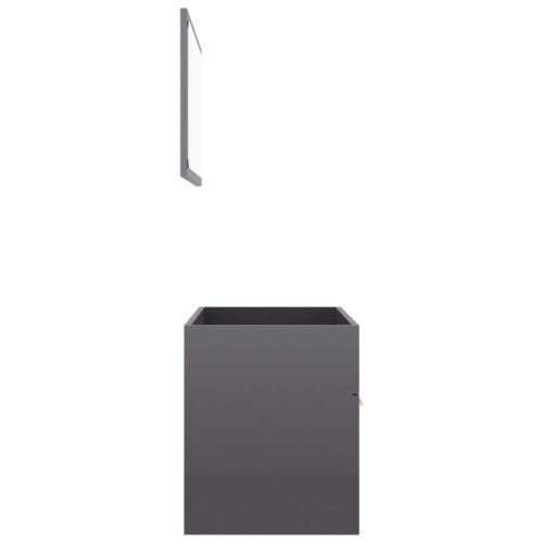 2-Piece Bathroom Furniture Set High Gloss Grey Engineered Wood - Image 7