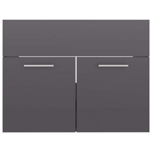 2-Piece Bathroom Furniture Set High Gloss Grey Engineered Wood - Image 9