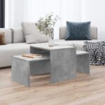 Coffee Table Set Concrete Grey 100x48x40cm Engineered Wood