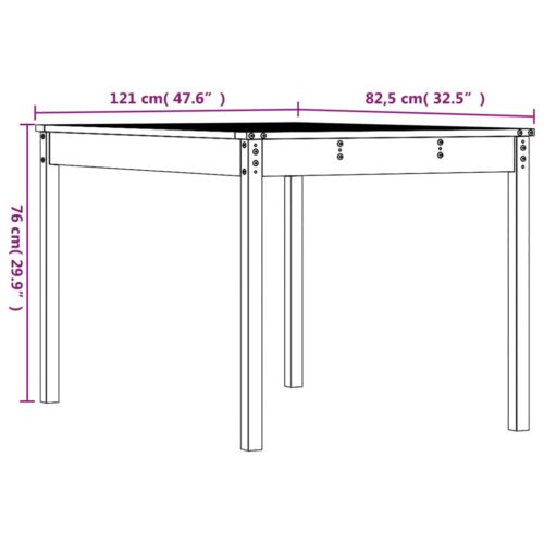 Garden Table Black 121x82.5x76cm Solid Wood Pine - Image 8