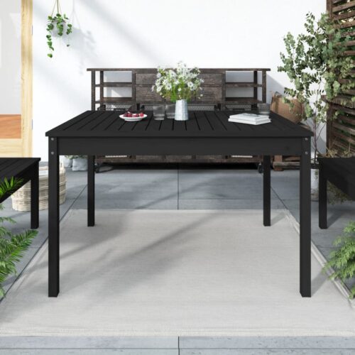 Garden Table Black 121x82.5x76cm Solid Wood Pine - Image 9