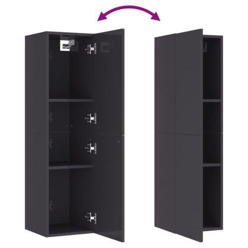 TV Cabinet High Gloss Grey 30.5x30x110cm Engineered Wood - Image 6