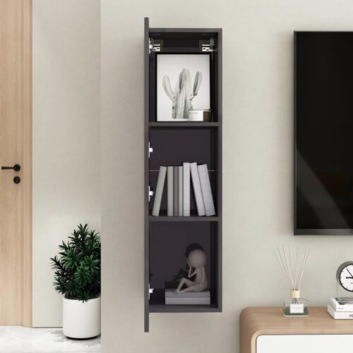 TV Cabinet High Gloss Grey 30.5x30x110cm Engineered Wood - Image 11