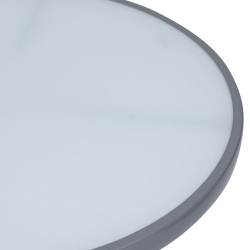 Steel Glass Round Garden Table Outdoor Patio Lounge Coffee Sofa Plant Stand Grey 80cm - Image 3