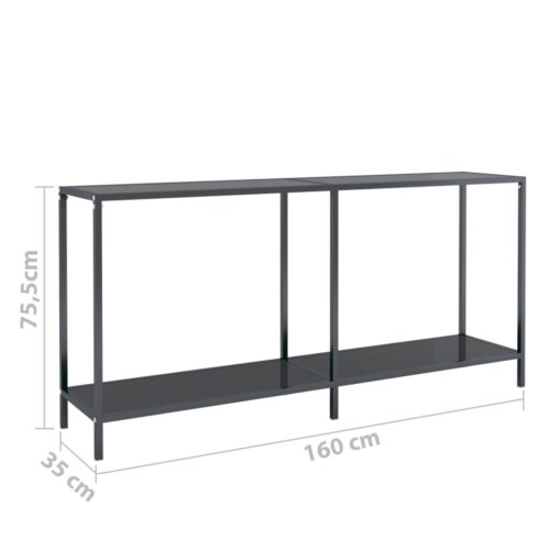 Console Table Black 160x35x75.5cm Tempered Glass - Image 7