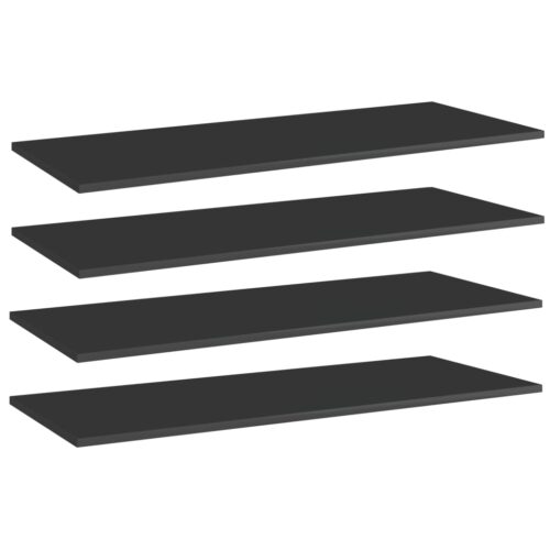 Bookshelf Boards 4pcs High Gloss Black 100x40x1.5cm Engineered Wood