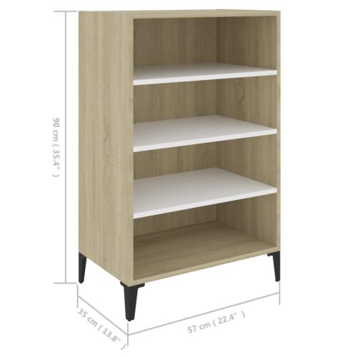 Sideboard White Sonoma Oak 57x35x90cm Engineered Wood - Image 6
