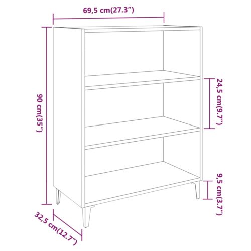 Sideboard White 69.5x32.5x90cm Engineered Wood - Image 7