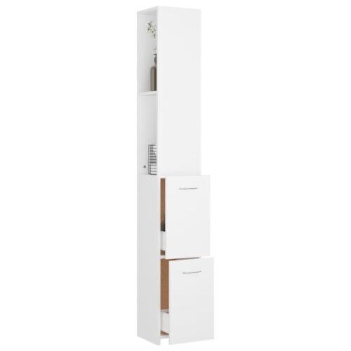 Bathroom Cabinet White 25x26.5x170cm Engineered Wood - Image 7
