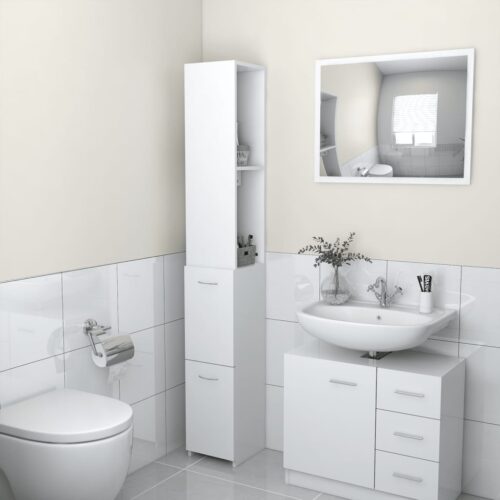 Bathroom Cabinet White 25x26.5x170cm Engineered Wood - Image 10