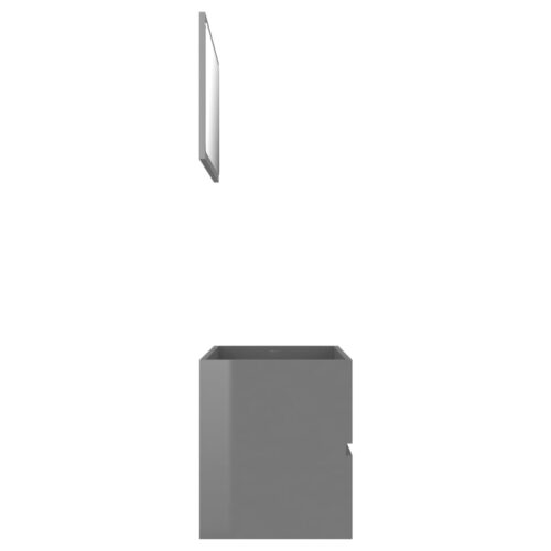 2-Piece Bathroom Furniture Set High Gloss Grey Engineered Wood - Image 5