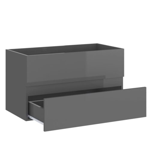 2-Piece Bathroom Furniture Set High Gloss Grey Engineered Wood - Image 11