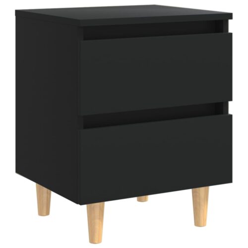 Bed Cabinets with Solid Pinewood Legs 2pcs Black 40x35x50cm - Image 3