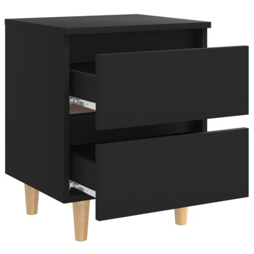 Bed Cabinets with Solid Pinewood Legs 2pcs Black 40x35x50cm - Image 6