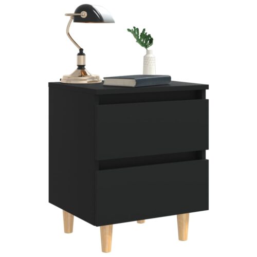 Bed Cabinets with Solid Pinewood Legs 2pcs Black 40x35x50cm - Image 7
