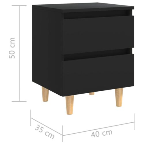 Bed Cabinets with Solid Pinewood Legs 2pcs Black 40x35x50cm - Image 8
