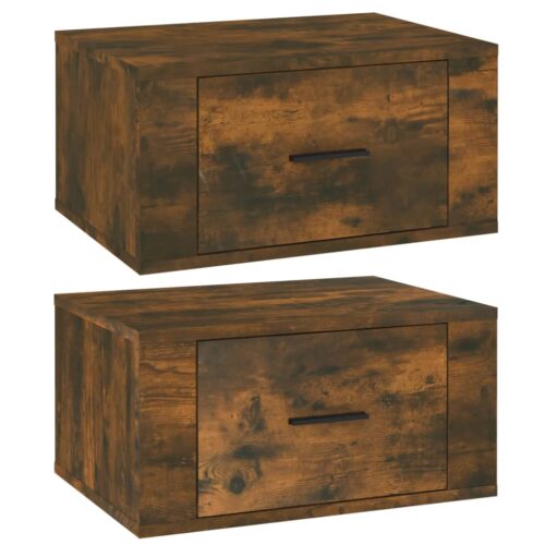 Wall-mounted Bedside Cabinets 2pcs Smoked Oak 50x36x25cm